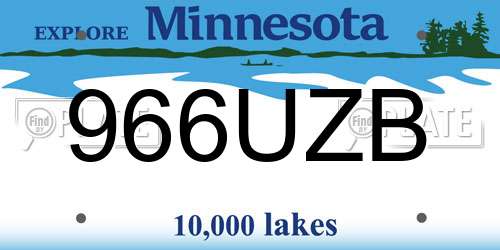 966UZB Minnesota License Plate