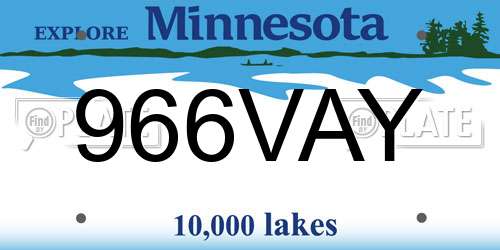 966VAY Minnesota License Plate