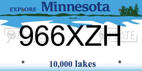 966XZH Minnesota License Plate