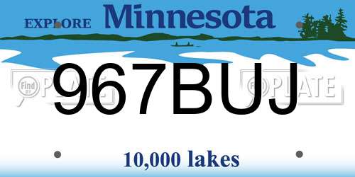 967BUJ Minnesota License Plate