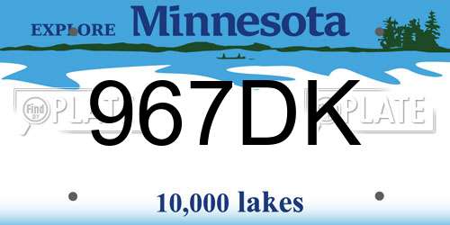 967DK Minnesota License Plate