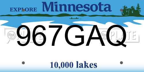 967GAQ Minnesota License Plate