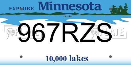 967RZS Minnesota License Plate