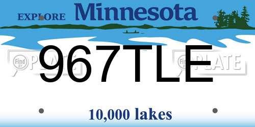 967TLE Minnesota License Plate