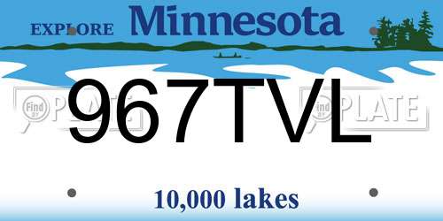 967TVL Minnesota License Plate