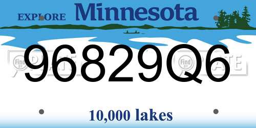 96829Q6 Minnesota License Plate