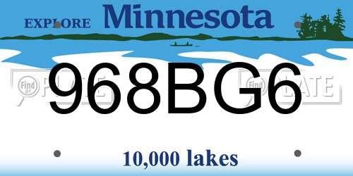 968BG6 Minnesota License Plate