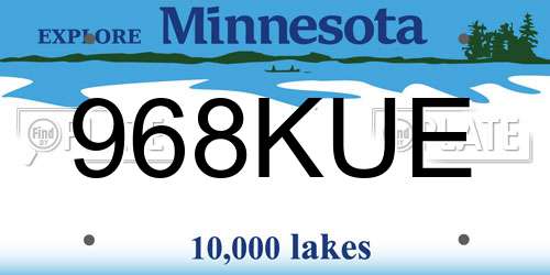 968KUE Minnesota License Plate
