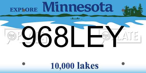 968LEY Minnesota License Plate