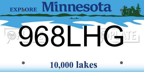 968LHG Minnesota License Plate