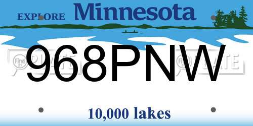 968PNW Minnesota License Plate