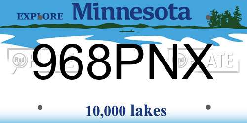 968PNX Minnesota License Plate