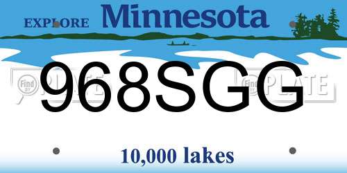 968SGG Minnesota License Plate