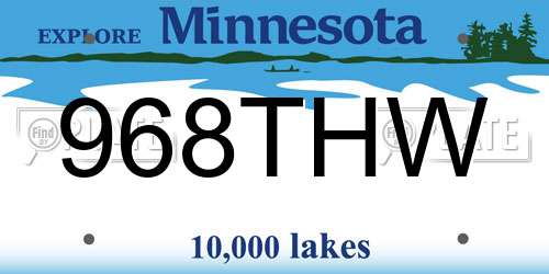 968THW Minnesota License Plate
