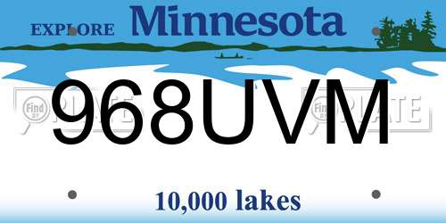 968UVM Minnesota License Plate