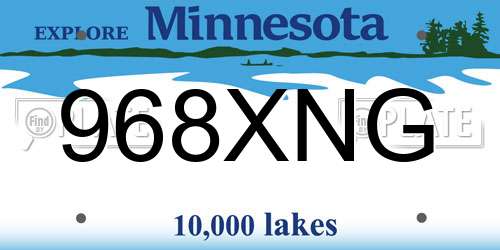 968XNG Minnesota License Plate