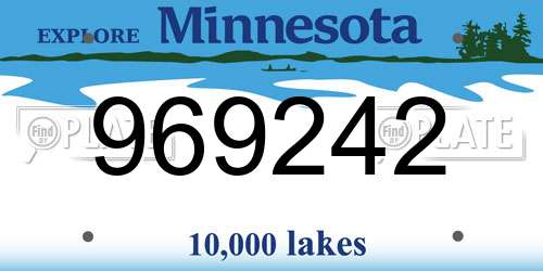 969242 Minnesota License Plate