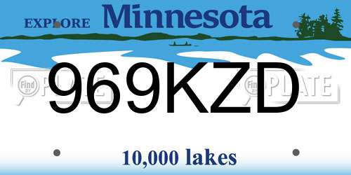 969KZD Minnesota License Plate