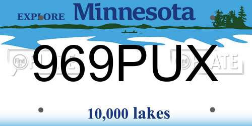 969PUX Minnesota License Plate