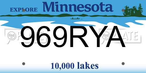969RYA Minnesota License Plate