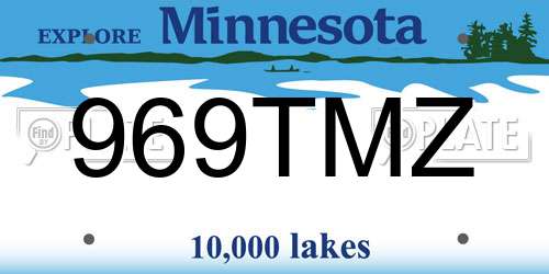 969TMZ Minnesota License Plate