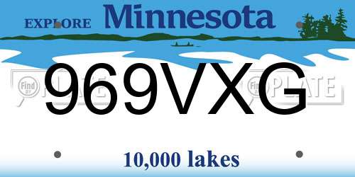 969VXG Minnesota License Plate