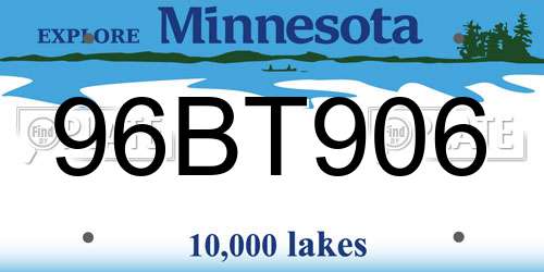 96BT906 Minnesota License Plate