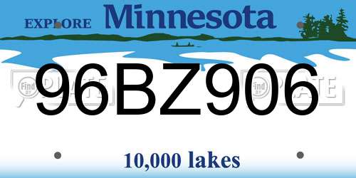 96BZ906 Minnesota License Plate