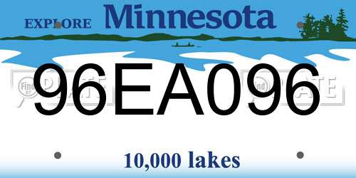 96EA096 Minnesota License Plate