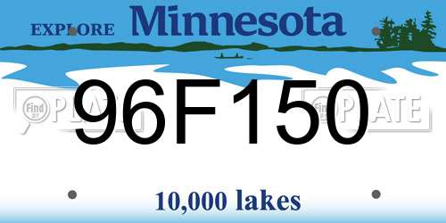 96F150 Minnesota License Plate