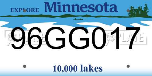 96GG017 Minnesota License Plate