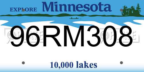 96RM308 Minnesota License Plate