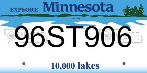 96ST906 Minnesota License Plate