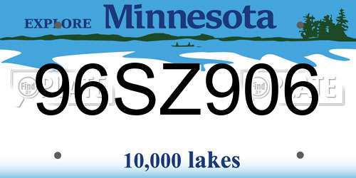 96SZ906 Minnesota License Plate