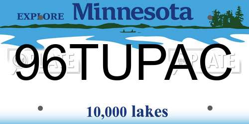 96TUPAC Minnesota License Plate