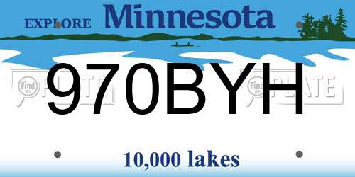 970BYH Minnesota License Plate