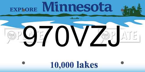 970VZJ Minnesota License Plate