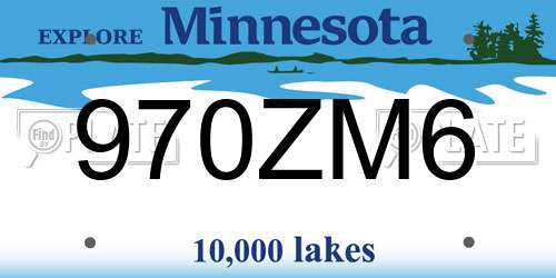 970ZM6 Minnesota License Plate