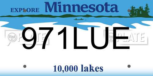971LUE Minnesota License Plate