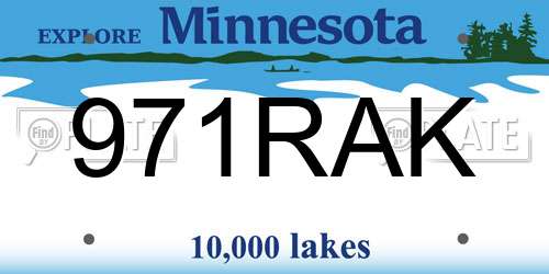 971RAK Minnesota License Plate