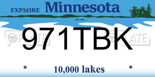 971TBK Minnesota License Plate