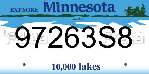 97263S8 Minnesota License Plate