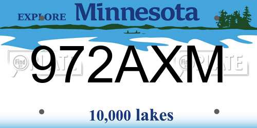 972AXM Minnesota License Plate