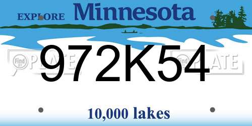 972K54 Minnesota License Plate