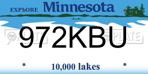 972KBU Minnesota License Plate