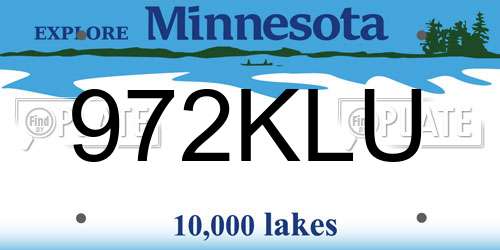 972KLU Minnesota License Plate