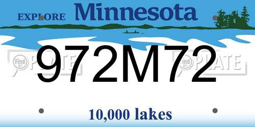 972M72 Minnesota License Plate