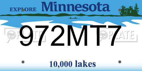 972MT7 Minnesota License Plate