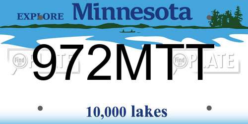 972MTT Minnesota License Plate