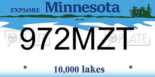 972MZT Minnesota License Plate